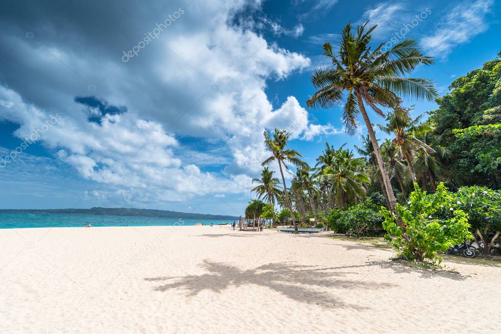 morning view of famous Puka beach on Boracay Island, Philippines