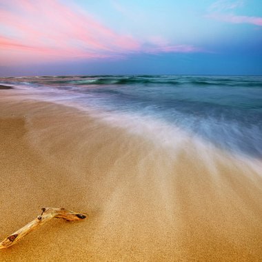 Muhteşem uzun pozlama deniz günbatımı