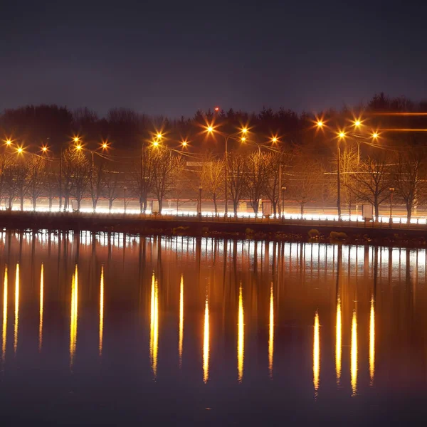 Panorama noite luzes da cidade — Fotografia de Stock