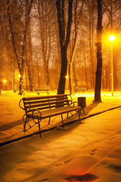 Winterabend im Central Park — Stockfoto