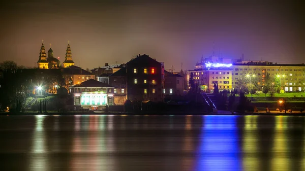 Panorama noite luzes da cidade — Fotografia de Stock