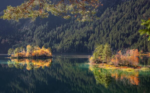 Paisagem de outono encantadora de ilhas com pinheiros no meio — Fotografia de Stock