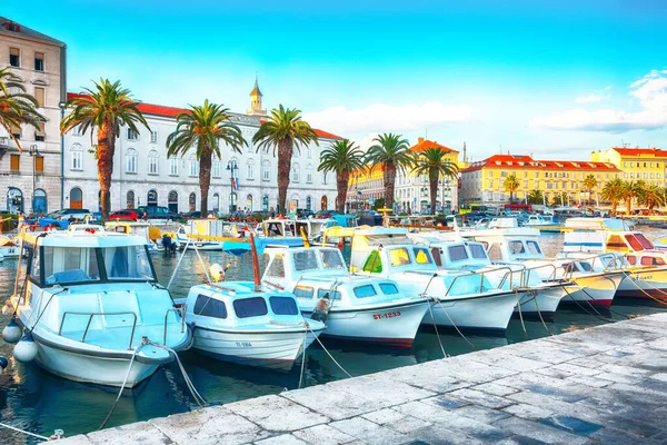 Vista Incrível Passeio Cidade Velha Split Com Palácio Diocleciano Marina — Fotografia de Stock
