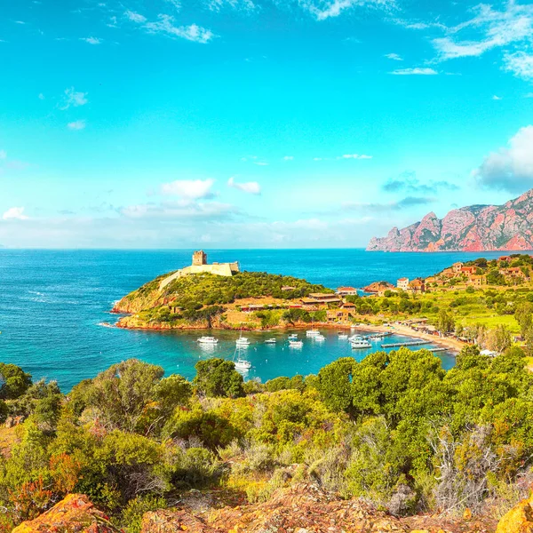 Girolata Bay Natural Reserve Scandola Cannot Reached Car Only Walking — Stock Photo, Image