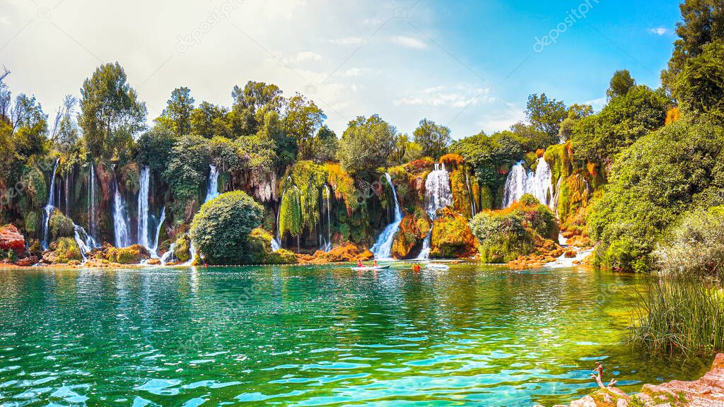 Picturesque Kravice waterfalls in the National Park of Bosnia and Herzegovina. Location: Kravice Falls, Studenci,  West Herzegovina Canton, Federation of Bosnia and Herzegovina
