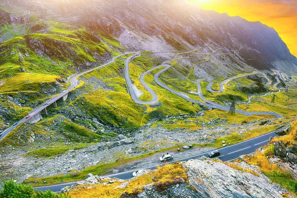 Utsikt Över Transfagarash Motorväg Och Dal Bergen Rumänien Den Vackraste — Stockfoto