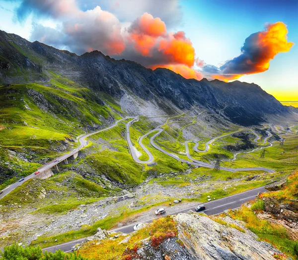 Vista Carretera Valle Transfagarash Las Montañas Rumania Camino Más Hermoso — Foto de Stock