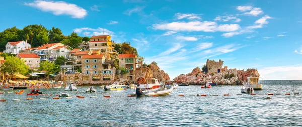 Pittoresk Uitzicht Adriatische Kust Budva Riviera Buurt Van Przno Dorp — Stockfoto