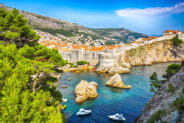 Vista Aérea Famosa Cidade Destino Viagem Dubrovnik Fort Bokar Visto — Fotografia de Stock