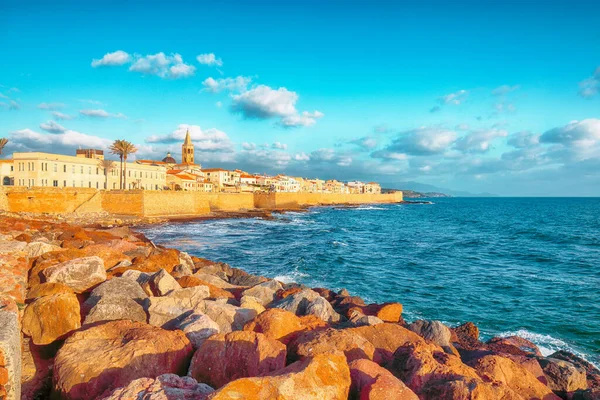 Gorgeous Cityscape Historical Part Alghero Town Fantastic Mediterranean Seascape Location — Stock Photo, Image