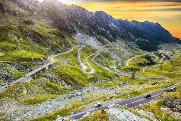 Utsikt Över Transfagarash Motorväg Och Dal Bergen Rumänien Den Vackraste — Stockfoto