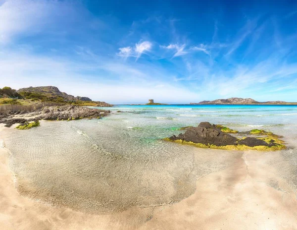 Stunning Morning View Famous Pelosa Beach Torre Della Pelosa Location — Stock Photo, Image