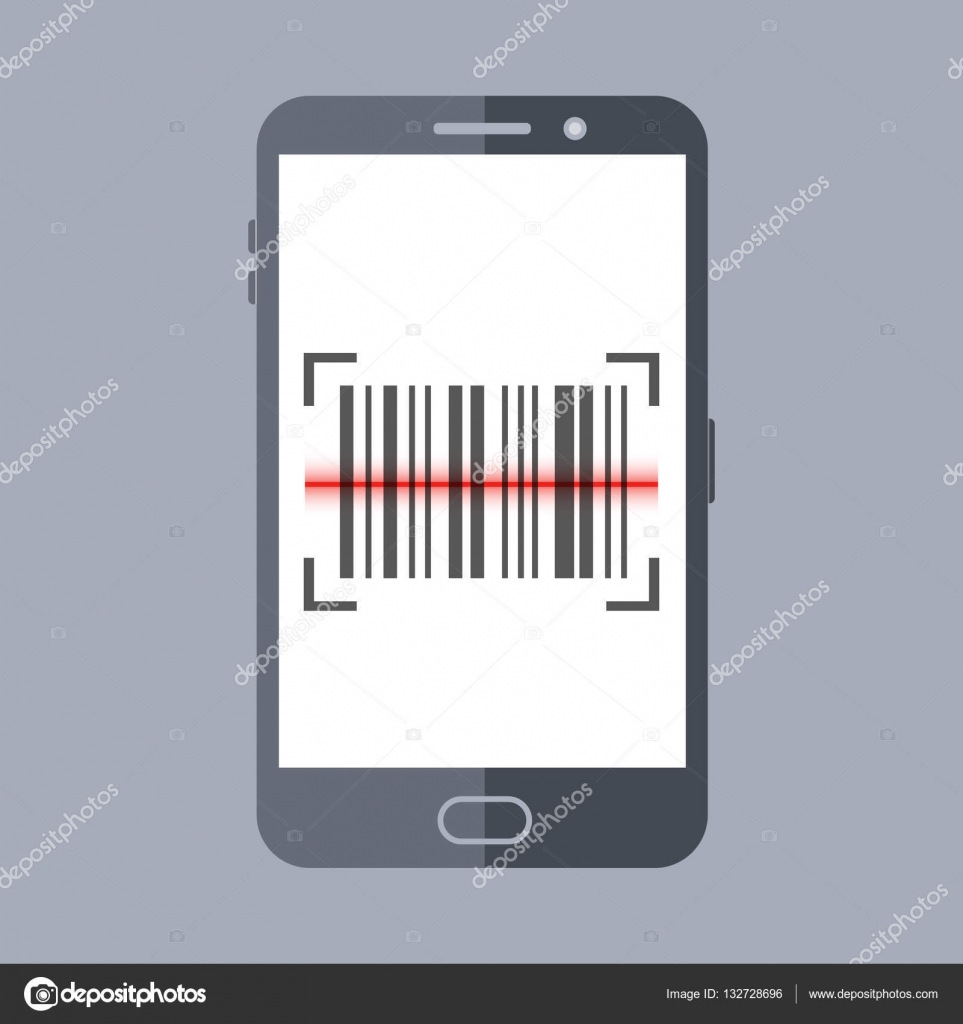 Scan Barcode With Smartphone Flat Design Icon Illustration