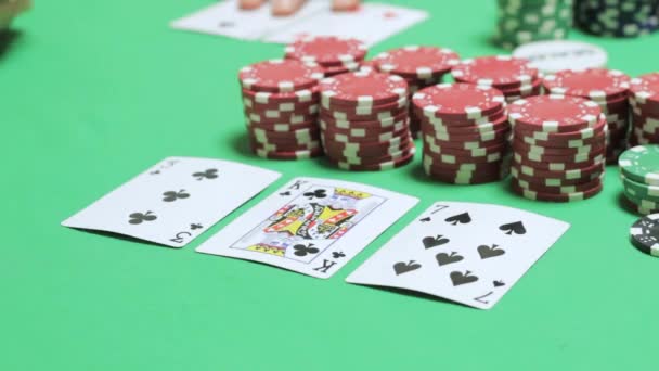 Bir yeraltı Casino Texas Poker büyük para, gergin bir oyun — Stok video