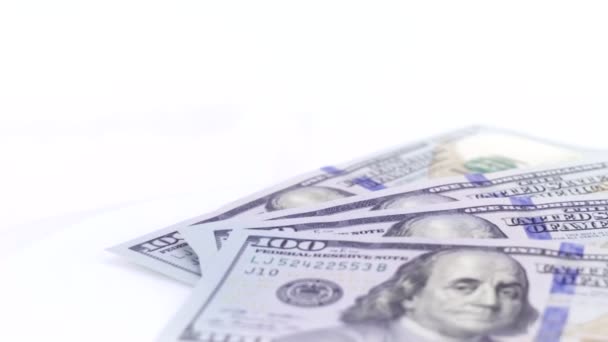 The rotation of new cash bills, put a hundred dollars — Stock Video