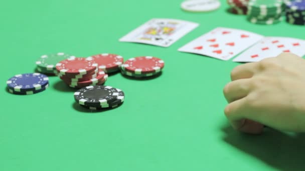 Very fast play poker at an underground casino — Stock Video