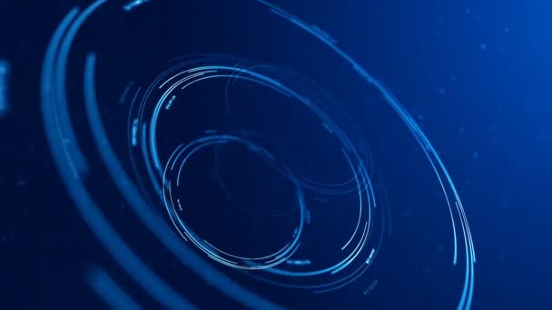 Cirkulär hologram gränssnitt loop, blå hud abstraktion i fokus — Stockvideo