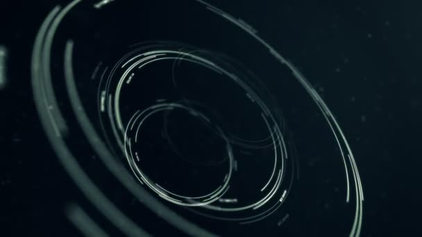 Circular hologram interface loop, dark hud abstraction in focus — Stock Video