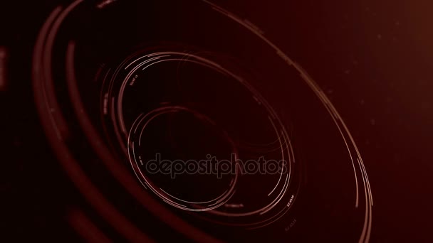 Lazo circular de la interfaz del holograma, abstracción roja del hud en foco — Vídeos de Stock