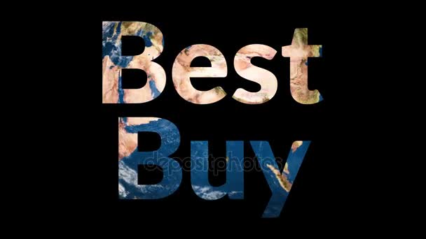 Text Best Buy znamení odhalující otáčení země světa — Stock video