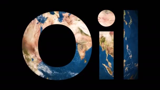 Text Oil revealing turning Earth globe — Stock Video