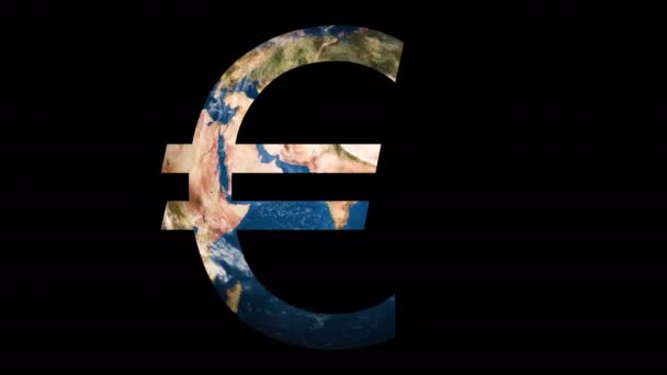 Icône signe logo Euro révélant tournant globe terrestre — Video
