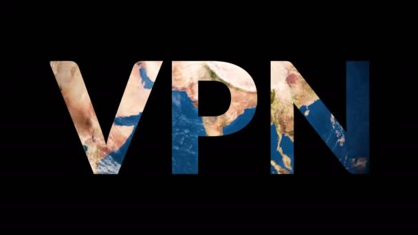 Κείμενο Vpn αποκαλυπτικό στροφή σφαίρα της γης — Αρχείο Βίντεο