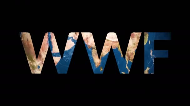 Κείμενο Wwf αποκαλυπτικό στροφή σφαίρα της γης — Αρχείο Βίντεο