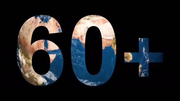Icon sign logo Earth Hour 60 revealing turning Earth globe — Stock Video