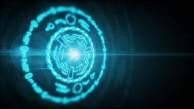 Büyük mavi soyut dairesel hologram, arka plan döngü hazır