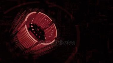 3D kırmızı silindir uzayda, arka plan bir elektrik yükü tahta döndürme