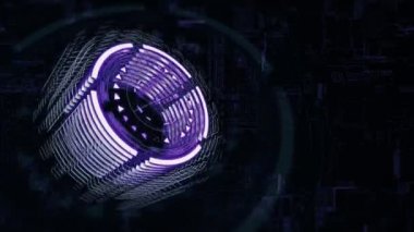 3D mor silindir uzayda, arka plan bir elektrik yükü kurulu 4 k döndürme