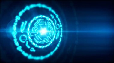 Büyük koyu mavi soyut dairesel hologram, arka plan döngü hazır