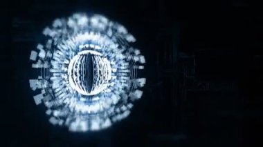 3D mavi küre alanı olarak, arka plan bir elektrik yükü tahta döndürme