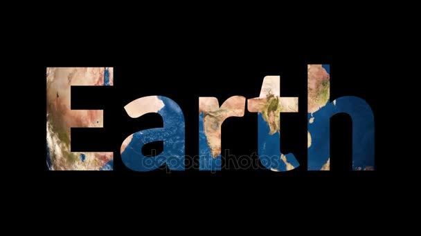 Text Earth revealing turning Earth globe — Stock Video