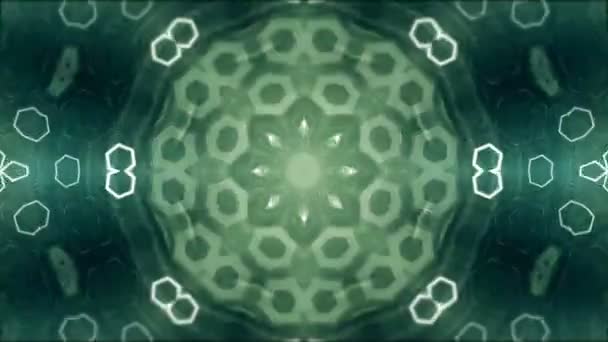 Geometric abstract mandala in the background, looped green patterns — Stock Video