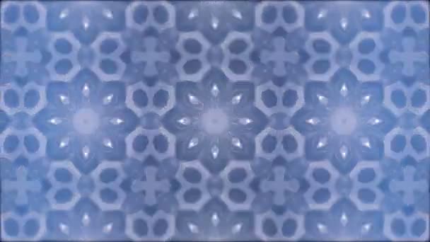 Mandala abstrata geométrica em segundo plano, padrões azuis looped — Vídeo de Stock