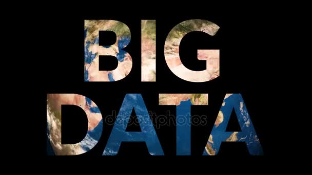 Text Big Data odhalující otáčení země světa — Stock video