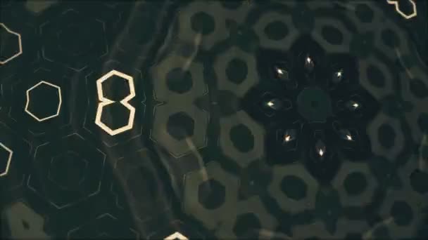 Геометрическая абстрактная мандала на заднем плане, петельные 3D-узоры из золота — стоковое видео