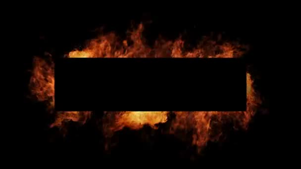 Frame van vuur voor het bijschrift in centrum — Stockvideo