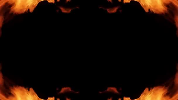Rahmen aus echtem Feuer zur Beschriftung in der Mitte, gelooptes Video — Stockvideo