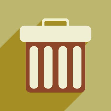 Düz stil ikonu uzun gölge çöp ile olabilir