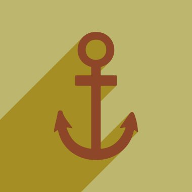 Uzun gölge çapa ile düz stil ikonu