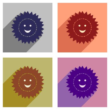 Uzun gölge güneş ile düz simgeler kümesi