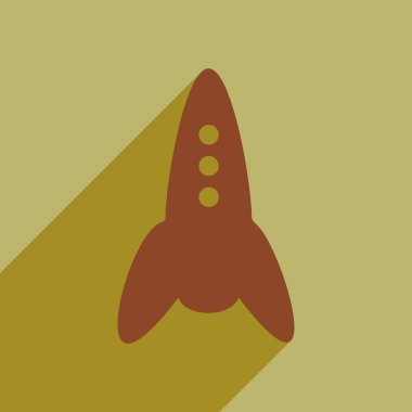 Düz stil ikonu ile uzun gölge roket