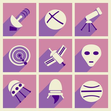 Uzun Gölge alan nesnelerle düz simgeler kümesi