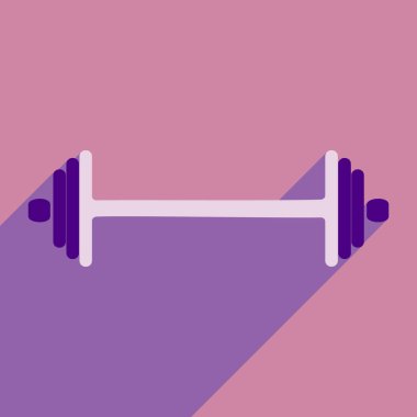 Uzun gölge spor barbell ile düz simgesi