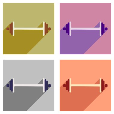 Uzun gölge spor barbell ile düz simgesi