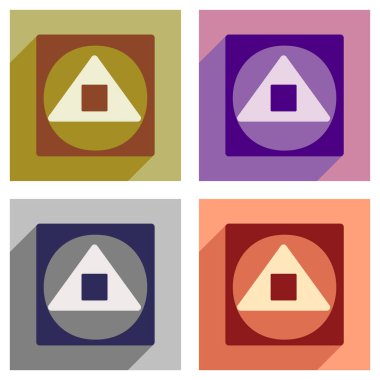 Uzun gölge işareti üçgen kare ile düz simgesi