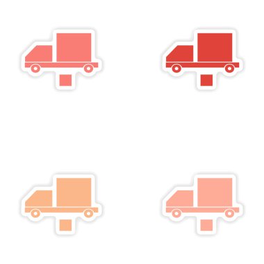 derleme gerçekçi etiket tasarım kağıt teslim kutusu kamyon